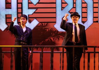 Romelo Urbi as Franz and Tom Souhrada as Hertz in The REV Theatre Company’s production of ROCK OF AGES.