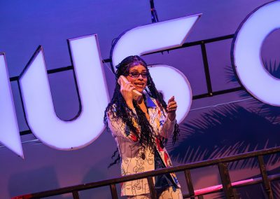 Sophia Hillman as Ja’Keith in The REV Theatre Company’s production of ROCK OF AGES.