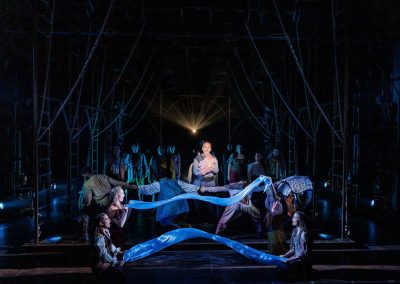 Randall Dodge as Claude Frollo and the ensemble of The REV Theatre Company’s production of THE HUNCHBACK OF NOTRE DAME, running July 13-August 2 at the Merry-Go-Round Playhouse in Auburn, NY.